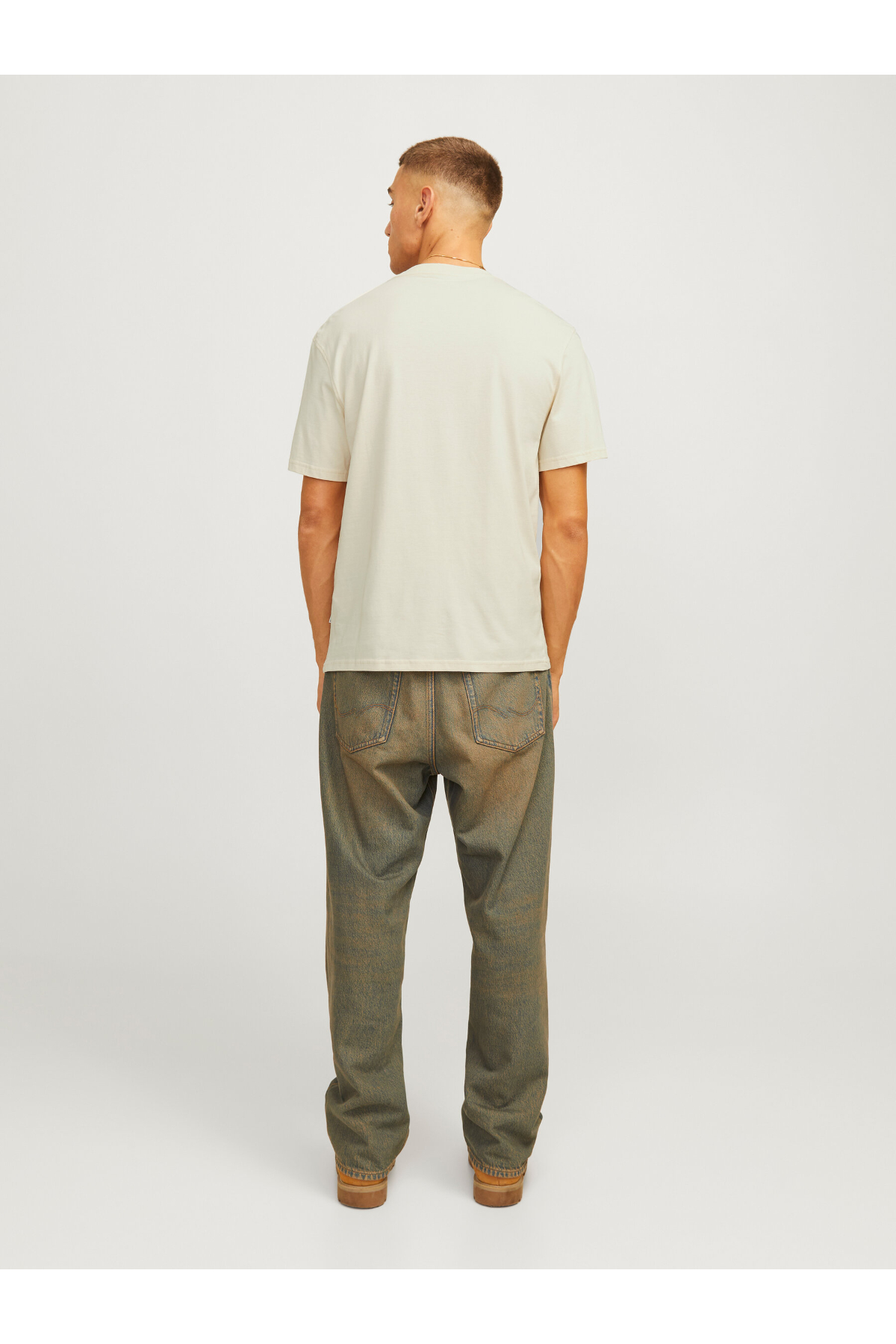 Jack&Jones 12262662 JORPORTLAND BLOCK BRANDING SS CN LN Erkek T-Shirt bej