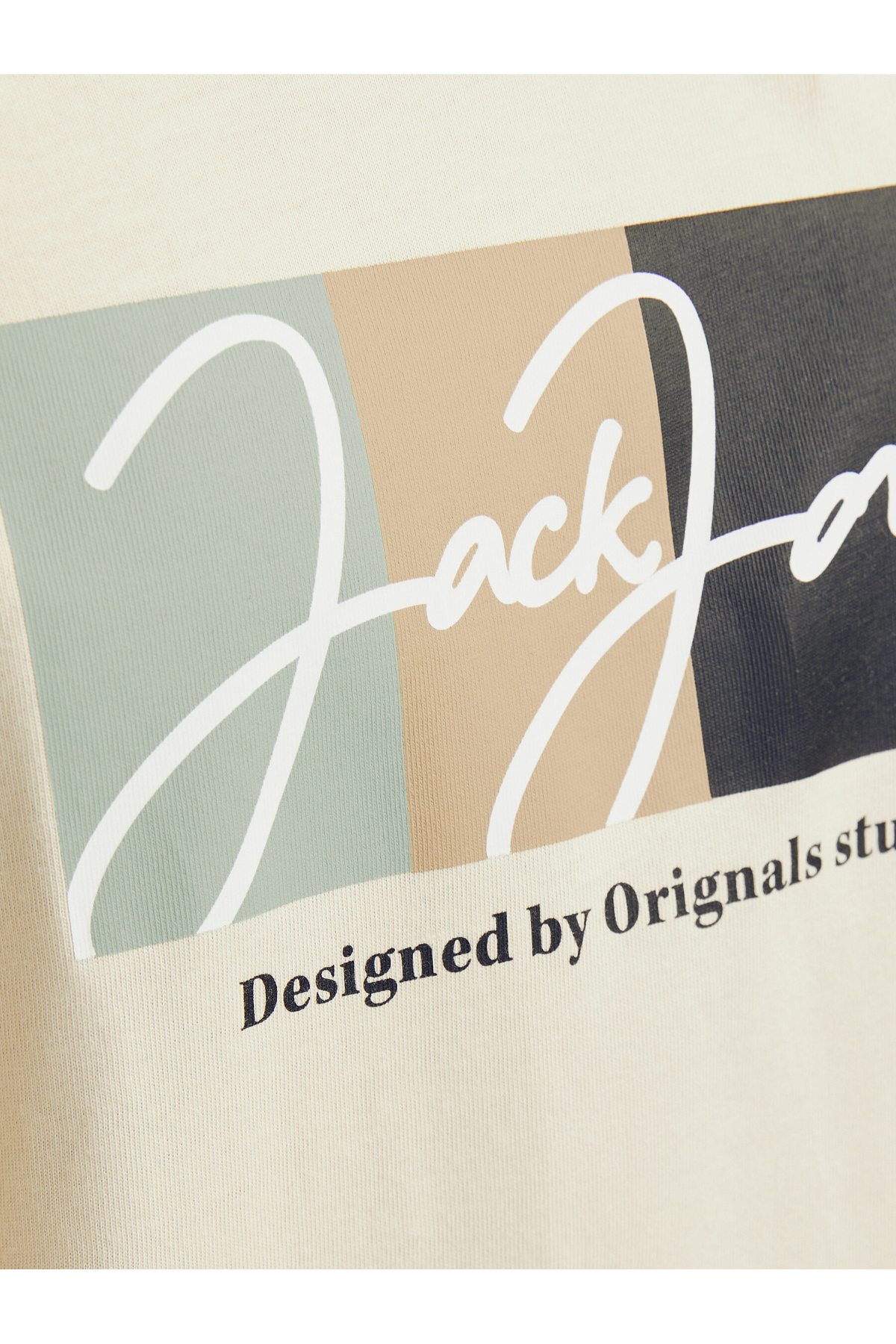 Jack&Jones 12262662 JORPORTLAND BLOCK BRANDING SS CN LN Erkek T-Shirt bej