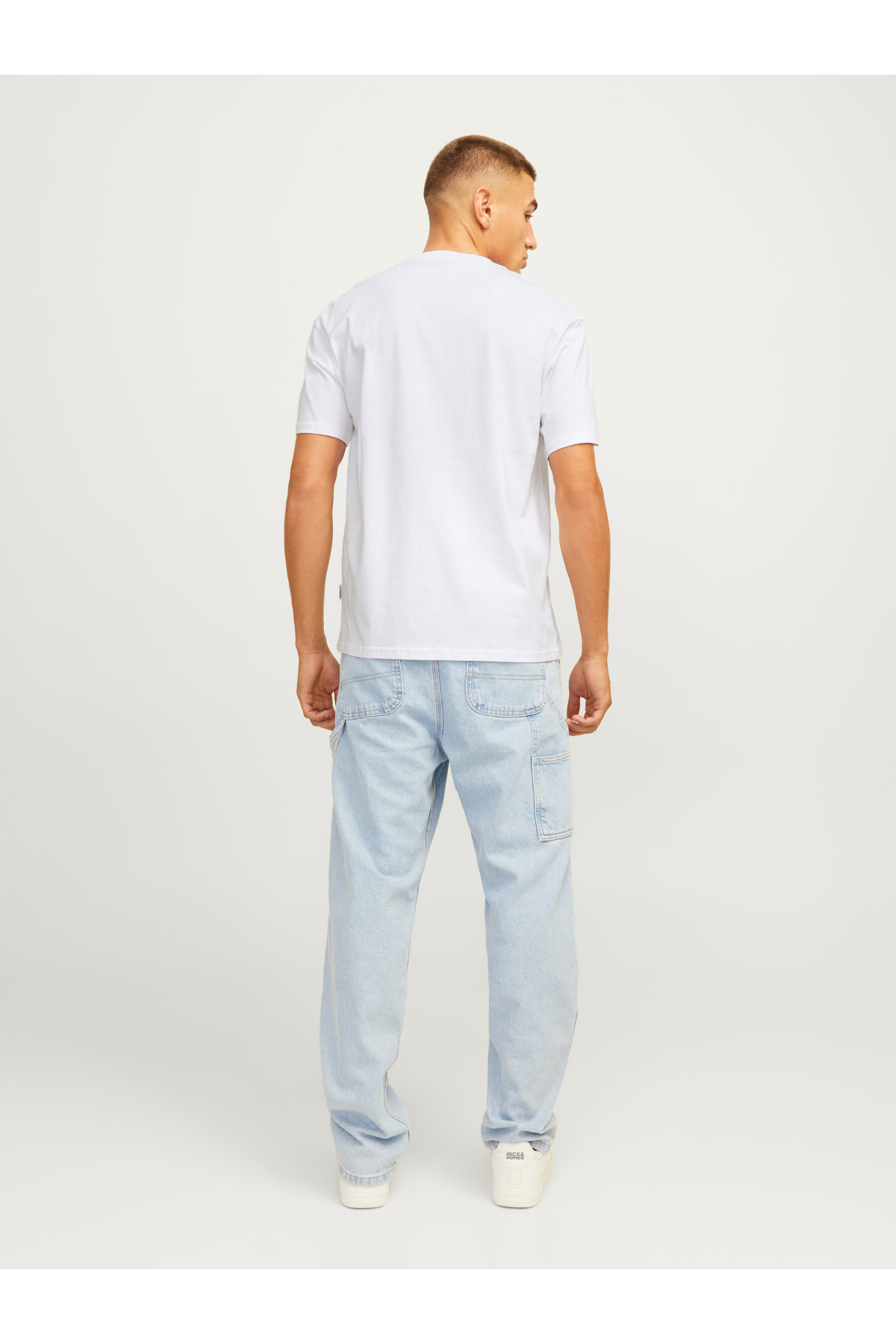 Jack&Jones 12262662 JORPORTLAND BLOCK BRANDING SS CN LN Erkek T-Shirt Beyaz