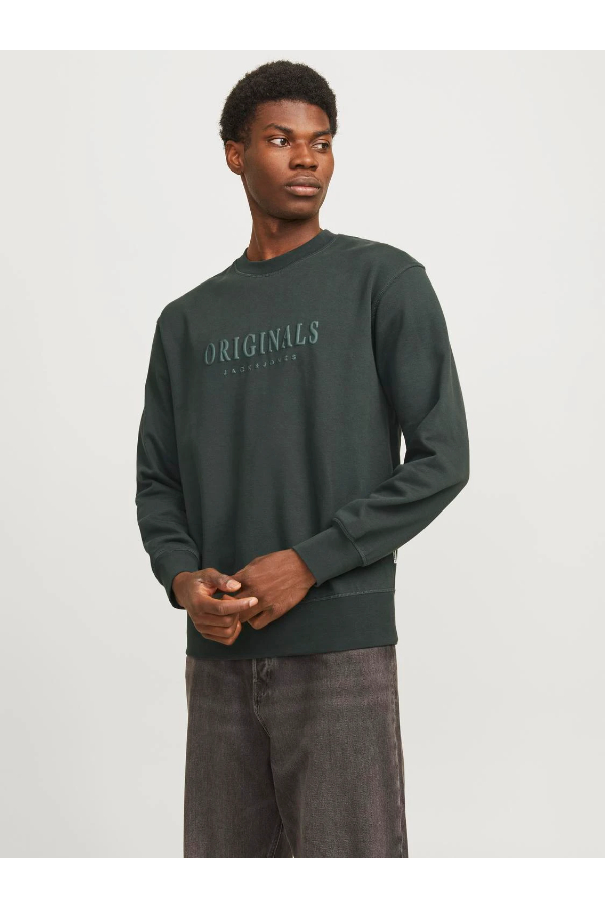 Jack&Jones 12265756 JORFREDERIKSBERG SWEAT CREW Erkek Sweatshirt Haki yeşil