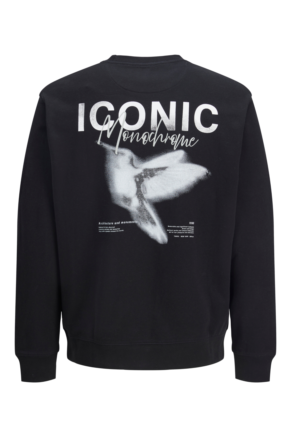 Jack&Jones 12278583 JJECHARGE GRAPHIC SWEAT O-N Erkek Sweatshirt Siyah
