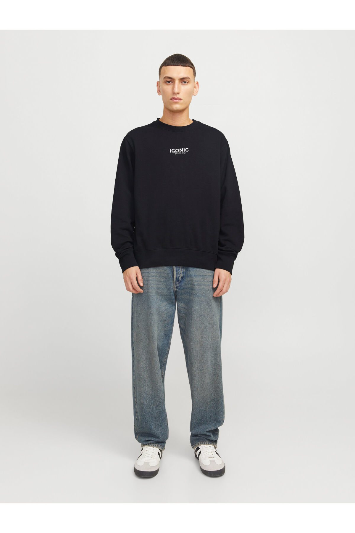 Jack&Jones 12278583 JJECHARGE GRAPHIC SWEAT O-N Erkek Sweatshirt Siyah