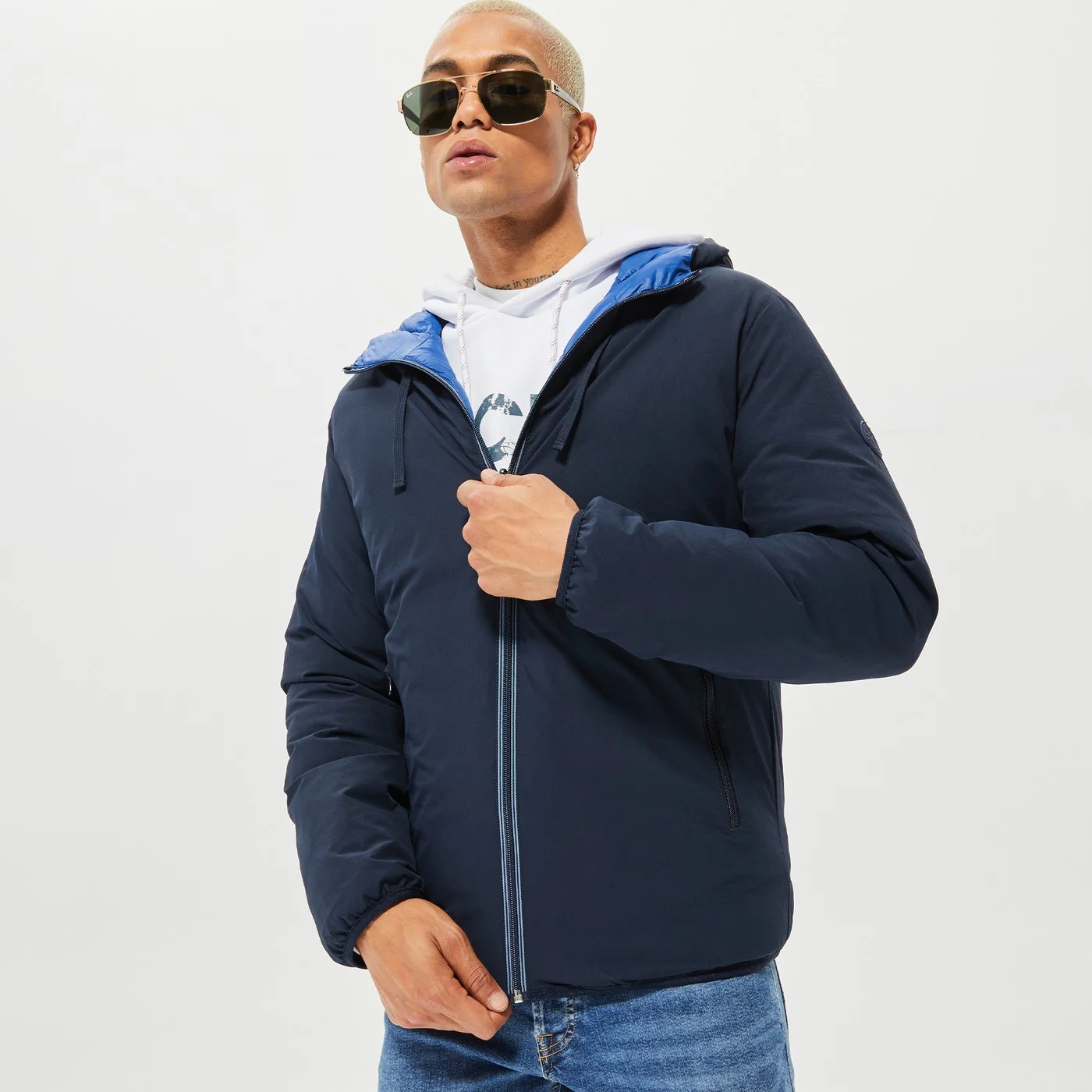 Jack&Jones JPRBlukane Reversible Jacket 12215488  Erkek Lacivert Çift Taraflı Mont Lacivert