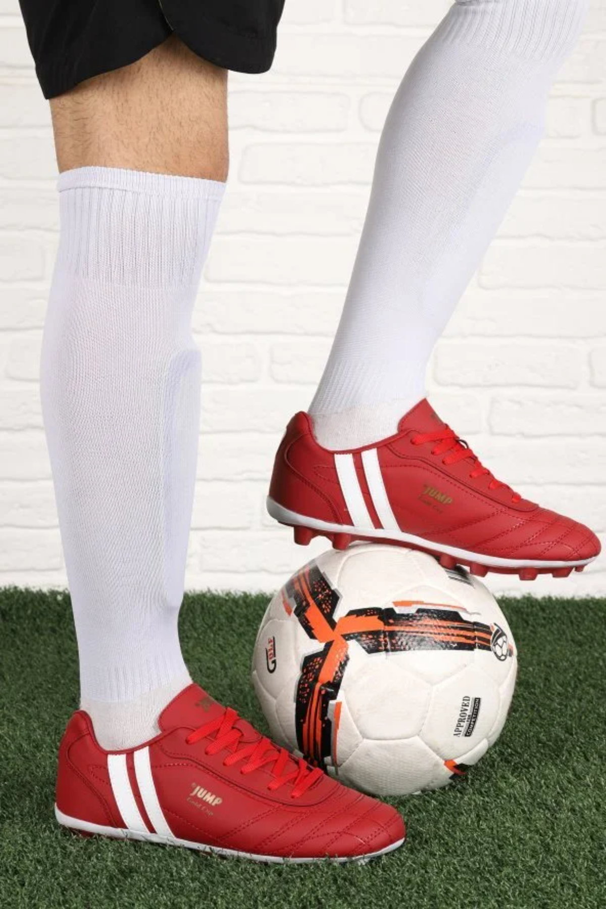 Jump 13256 Çim Saha Erkek Futbol Ayakkabı Kırmızı Beyaz