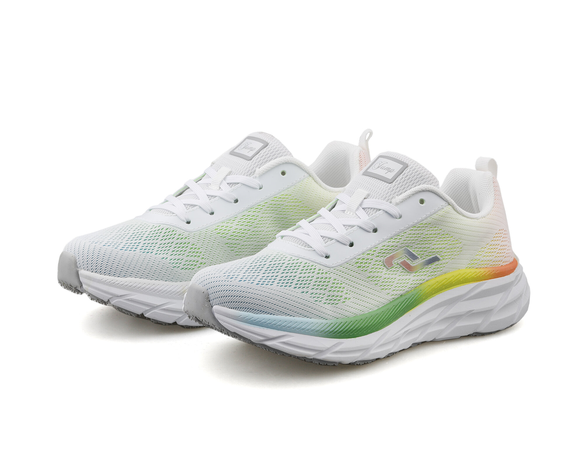 Jump 28052 A-White Yellow Mint Kadın Yürüyüş Ayakkabısı Beyaz Yeşil