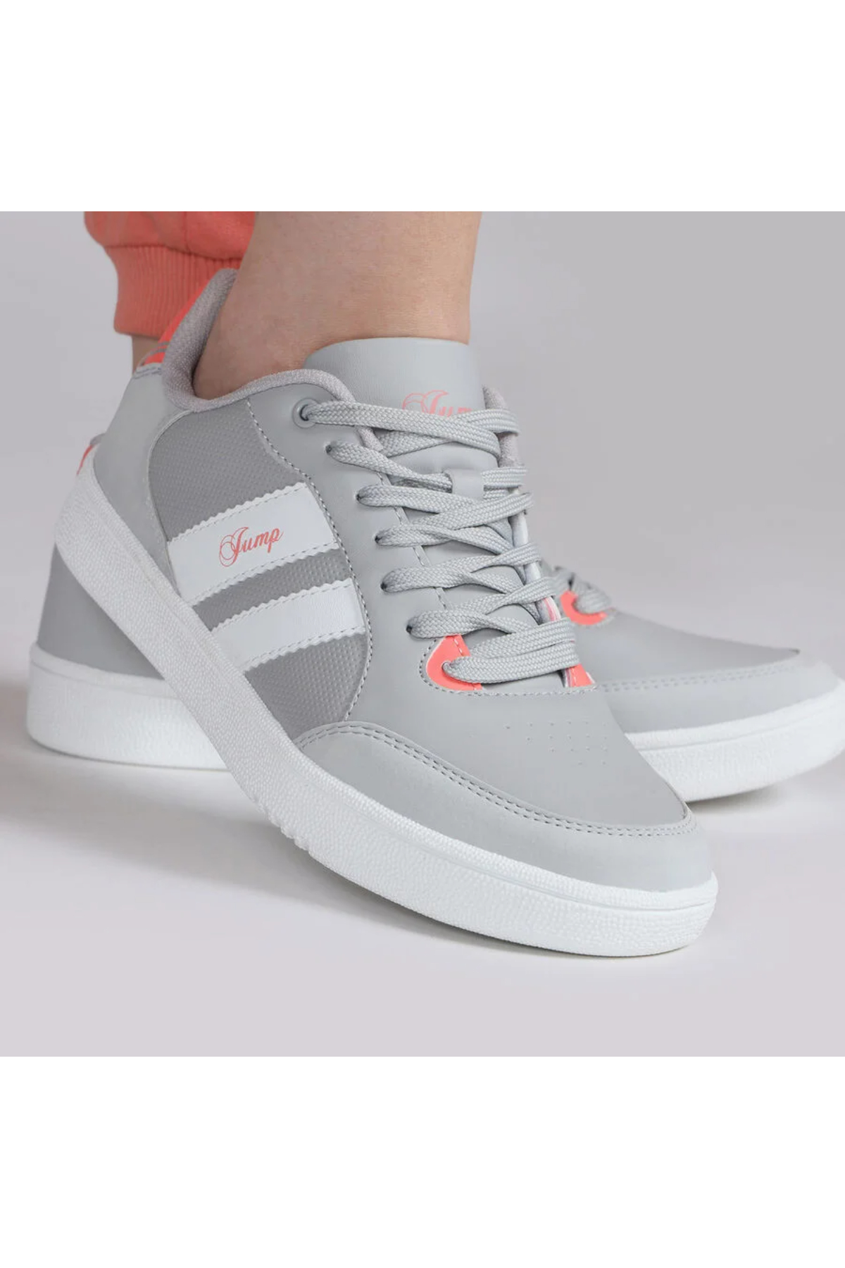 Jump 28147 F-LT.Grey Kadın Günlük Giyim Ayakkabı Gri beyaz