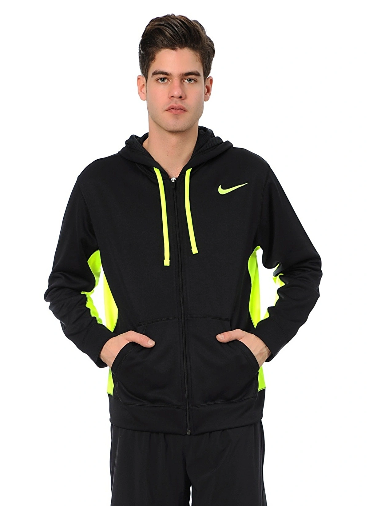 Nike 465786 Erkek Siyah Yeşil Üst Eşofman Kapşonlu Siyah Yeşil