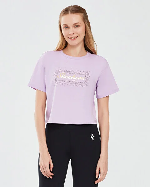 Skechers S221460-505 W Graphic Tee Shiny Logo Kadın T-shirt Lila