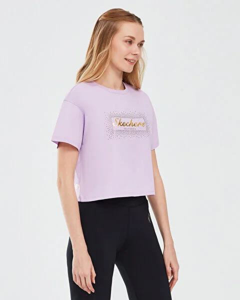 Skechers S221460-505 W Graphic Tee Shiny Logo Kadın T-shirt Lila