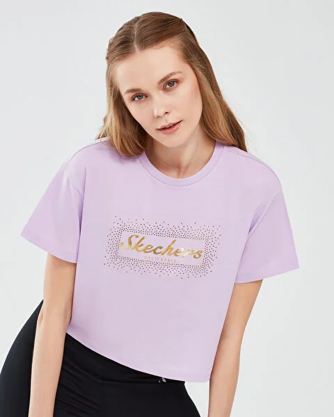 Skechers S221460-505 W Graphic Tee Shiny Logo Kadın T-shirt Lila
