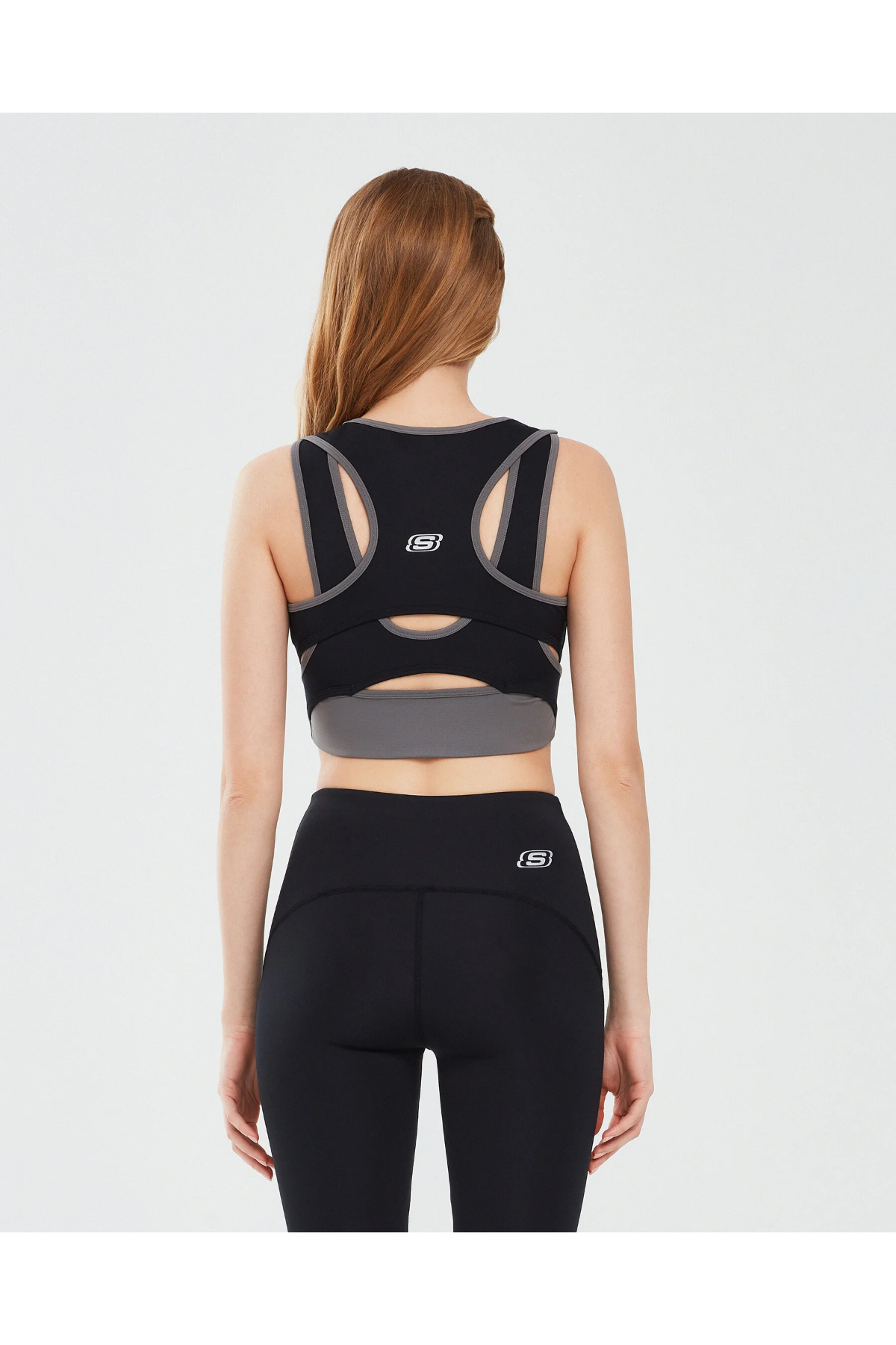 Skechers S241110-001 W Performance Coll Mid Kadın Sporcu Sütyeni Siyah Gri