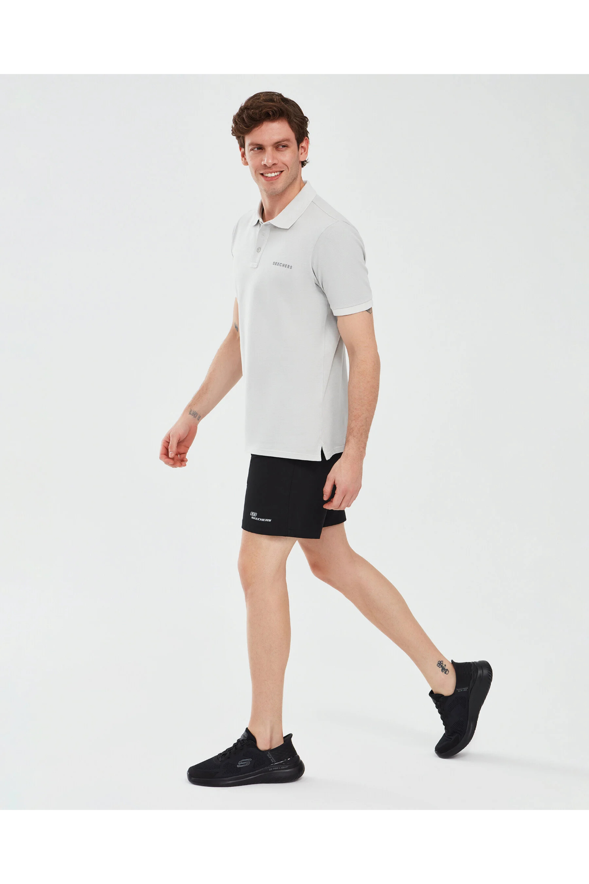 Skechers S241165-035 M Organic Coll. Short Short Sleeve Erkek Polo T-Shirt Gri