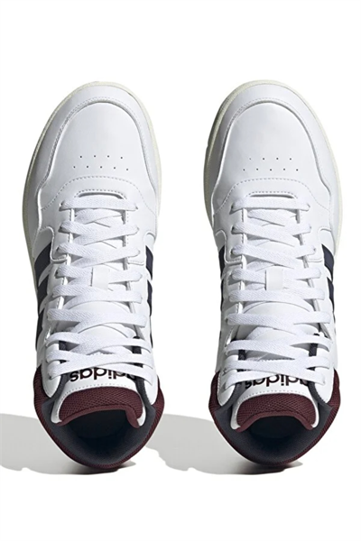 Adidas HP7895 Hoops 3.0 Mid Erkek Uzun Sneaker Ayakkabısı Beyaz Lacivert
