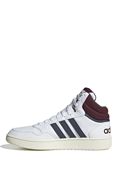 Adidas HP7895 Hoops 3.0 Mid Erkek Uzun Sneaker Ayakkabısı Beyaz Lacivert