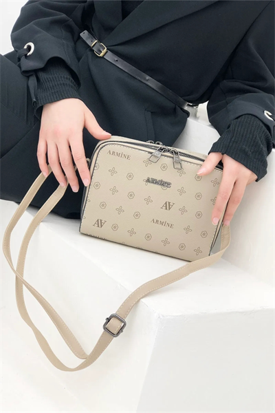 Armine 228 Bayan Çanta Baskılı Vizon