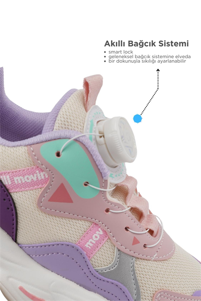 BoBe KIDS REX Mekanizmalı FLT Kız Çocuk Spor Ayakkabısı Pudra pudra