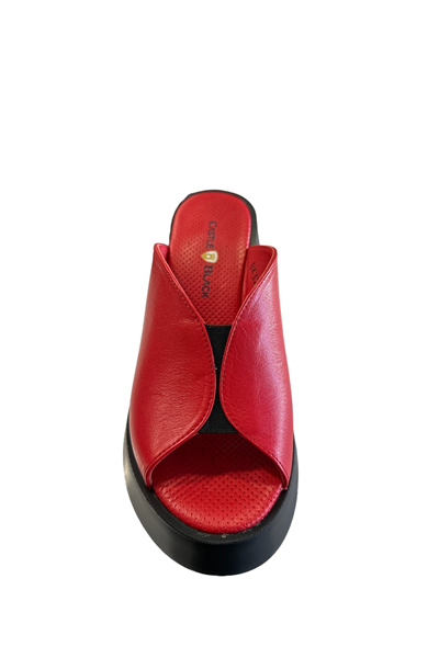 Castle Black 42614 Kadın Hakiki Deri Yazlık Terlik Kırmızı