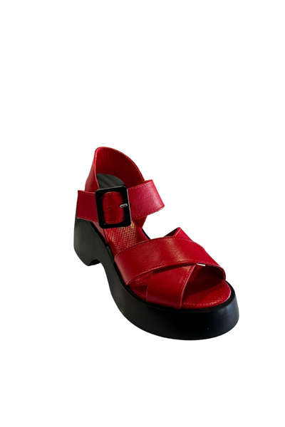 Castle Black 42627 Kadın Hakiki Deri Yazlık Ayakkabı Kırmızı