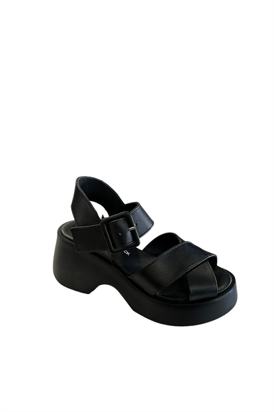 Castle Black 42627 Kadın Hakiki Deri Yazlık Ayakkabı Siyah