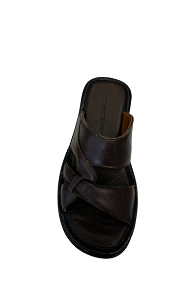 Castle Black 8521 Erkek Hakiki Deri Terlik Kahverengi