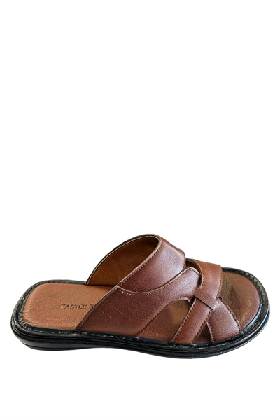 Castle Black 8521 Erkek Hakiki Deri Terlik Taba