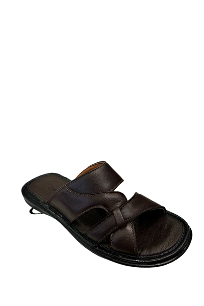 Castle Black 8521 Erkek Hakiki Deri Terlik Kahverengi