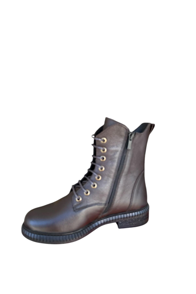 Castle Black YLDZ-20912-1 Siyah Hakiki Deri Kadın Bot Kahverengi