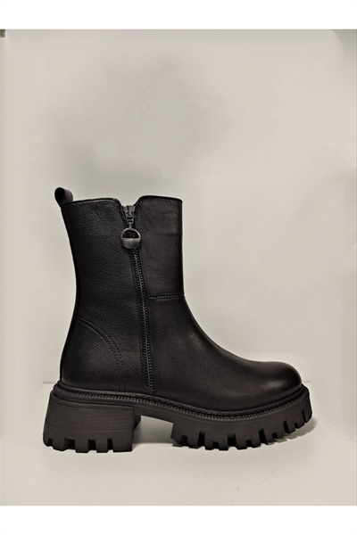 Castle Black YLDZ-23782-1 Hakiki Deri Kadın Botu Siyah