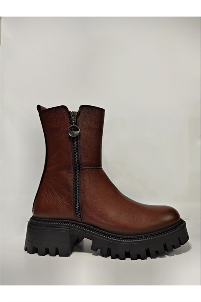 Castle Black YLDZ-23782-1 Hakiki Deri Kadın Botu Taba