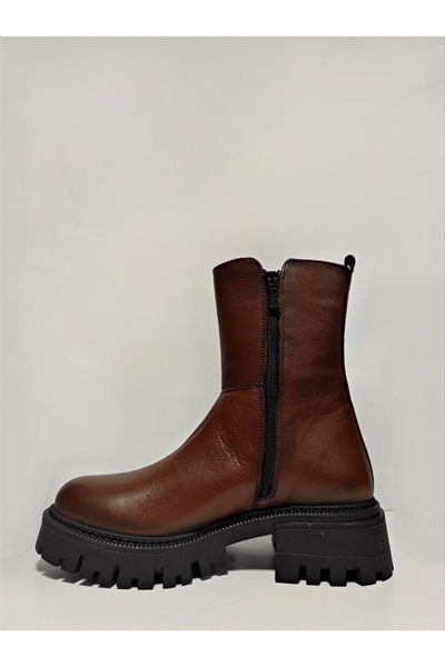 Castle Black YLDZ-23782-1 Hakiki Deri Kadın Botu Taba