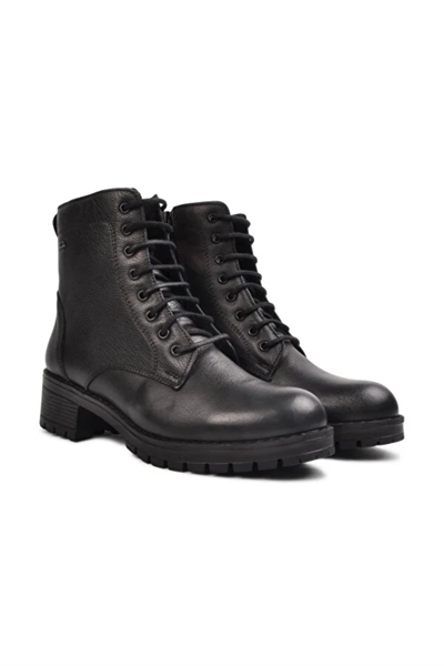 Castle Black YLDZ-2680-1 Siyah Hakiki Deri Kadın Bot Siyah