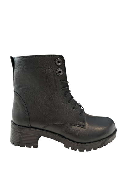 Castle Black YLDZ-3680-1 Kadın Hakkiki Deri Klasık Bot Siyah