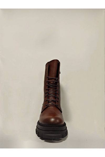 Castle Black YLDZ-52671-1 Hakkiki Deri Kadın Bot Taba