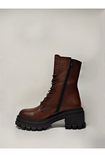 Castle Black YLDZ-52671-1 Hakkiki Deri Kadın Bot Taba