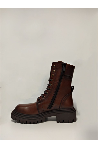 Castle Black YLDZ-9233-1 Hakiki Deri Kadın Bot Taba