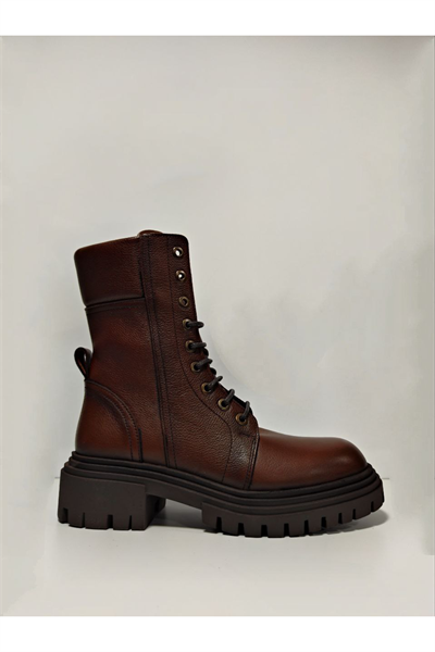 Castle Black YLDZ-9233-1 Hakiki Deri Kadın Bot Taba