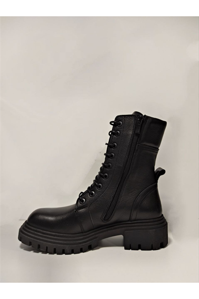 Castle Black YLDZ-9233-1 Siyah Hakiki Deri Kadın Bot Siyah