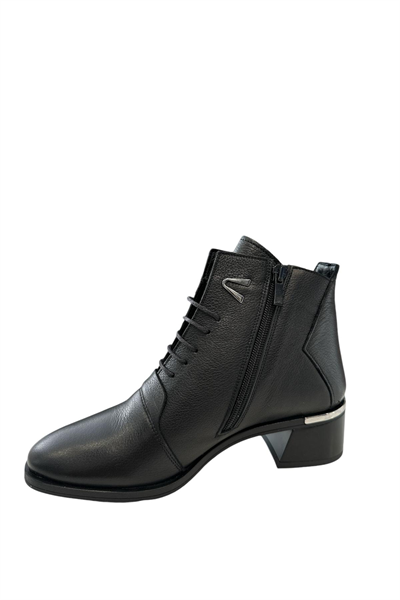 Castle Black YLDZ-9781-1 Kadın Hakkiki Deri Klasık Bot Siyah