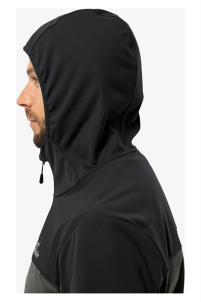Jack Wolfskin 1306923_6945 FELDBERG HOODY M Outdoor Yağmurluk Siyah Gri