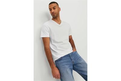 Jack&Jones 12156102 JJEORGANIC BASIC TEE SS V-NECK Erkek T-Shirt Beyaz