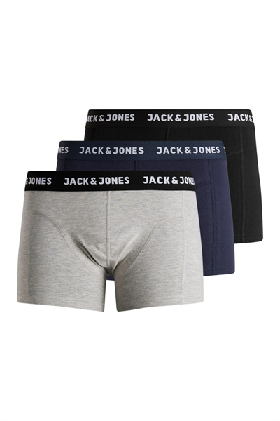 Jack&Jones 12160750 JACANTHONY TRUNKS 3 PACK Boxer Siyah Gri