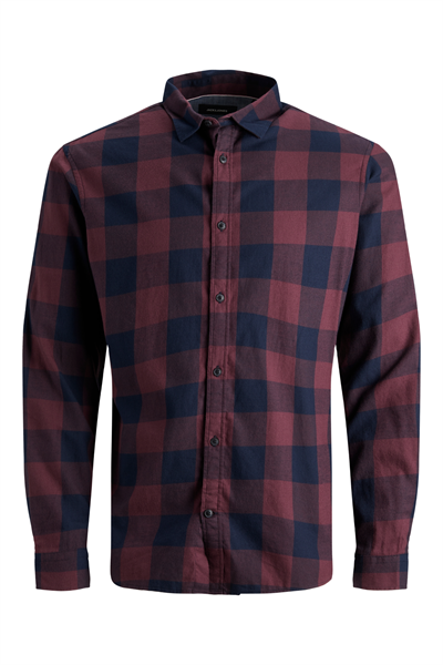 Jack&Jones 12181602 JJEGINGHAM TWILL SHIRT Erkek Gömlek Siyah Kırmızı