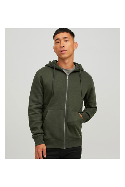 Jack&Jones 12210830 JJESTAR BASIC SWEAT ZIP HOOD Erkek Hırka Haki yeşil