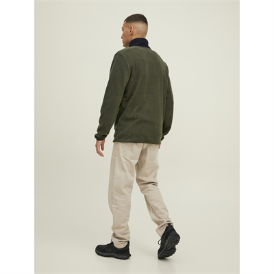 Jack&Jones 12218426 Jcotech Polar Sweatshirt Erkek Haki Siyah Sweatshirt Haki Siyah