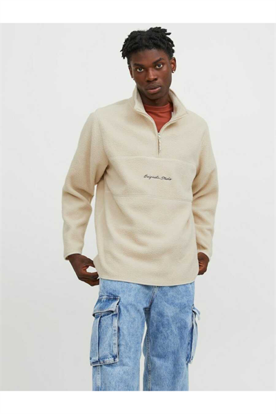Jack&Jones 12246517 Jorhays Fleece Half Erkek Sweat Shirt bej
