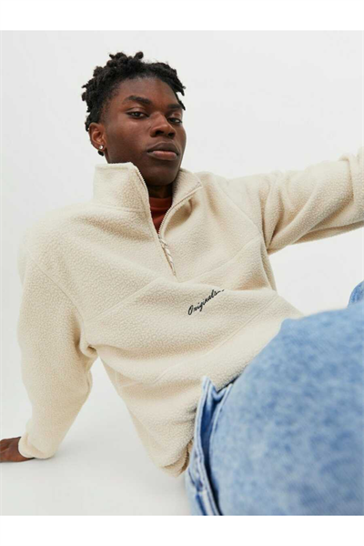 Jack&Jones 12246517 Jorhays Fleece Half Erkek Sweat Shirt bej