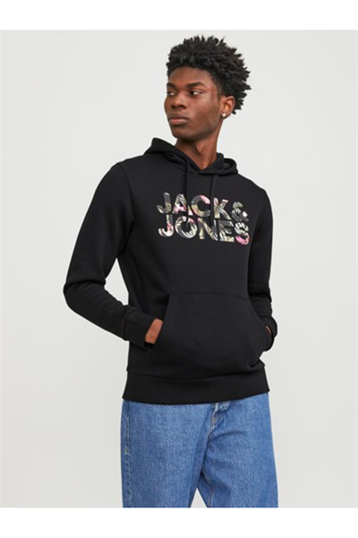 Jack&Jones 12250682 JJEJEFF CROP LOGO SWEAT Erkek Siyah