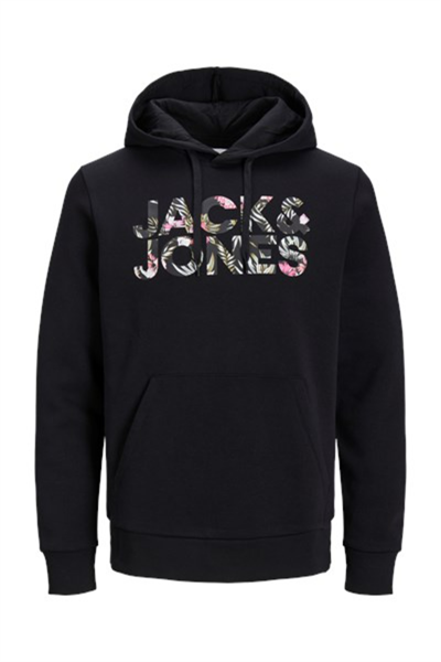 Jack&Jones 12250682 JJEJEFF CROP LOGO SWEAT Erkek Siyah