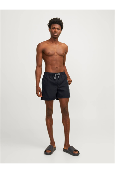 Jack&Jones 12253118 JPSTFIJI JJSWIM DOBULE LOGO Erkek Yüzme Şortu Siyah