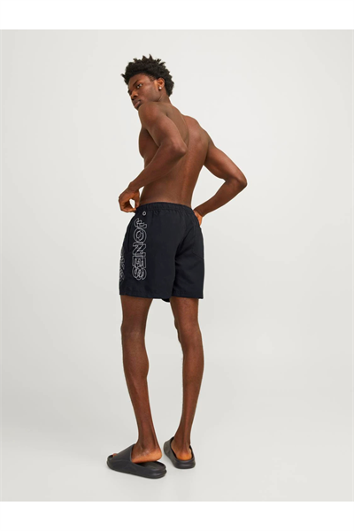Jack&Jones 12253118 JPSTFIJI JJSWIM DOBULE LOGO Erkek Yüzme Şortu Siyah
